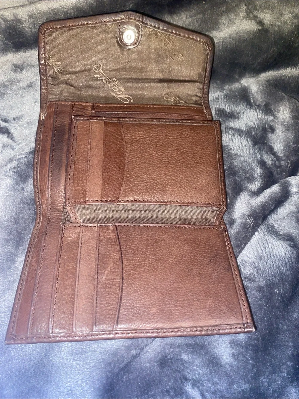 Fossil Brown Leather Trifold Wallet with Front Card Slots